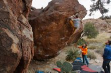 Bouldering in Hueco Tanks on 01/27/2020 with Blue Lizard Climbing and Yoga

Filename: SRM_20200127_1501300.jpg
Aperture: f/8.0
Shutter Speed: 1/250
Body: Canon EOS-1D Mark II
Lens: Canon EF 16-35mm f/2.8 L