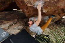 Bouldering in Hueco Tanks on 01/27/2020 with Blue Lizard Climbing and Yoga

Filename: SRM_20200127_1507260.jpg
Aperture: f/6.3
Shutter Speed: 1/250
Body: Canon EOS-1D Mark II
Lens: Canon EF 16-35mm f/2.8 L