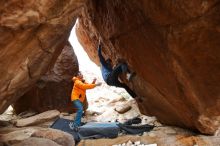 Bouldering in Hueco Tanks on 01/27/2020 with Blue Lizard Climbing and Yoga

Filename: SRM_20200127_1523210.jpg
Aperture: f/2.8
Shutter Speed: 1/160
Body: Canon EOS-1D Mark II
Lens: Canon EF 16-35mm f/2.8 L