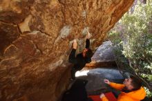 Bouldering in Hueco Tanks on 01/29/2020 with Blue Lizard Climbing and Yoga

Filename: SRM_20200129_1207150.jpg
Aperture: f/5.0
Shutter Speed: 1/250
Body: Canon EOS-1D Mark II
Lens: Canon EF 16-35mm f/2.8 L