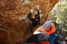 Bouldering in Hueco Tanks on 01/29/2020 with Blue Lizard Climbing and Yoga

Filename: SRM_20200129_1212370.jpg
Aperture: f/4.5
Shutter Speed: 1/250
Body: Canon EOS-1D Mark II
Lens: Canon EF 16-35mm f/2.8 L