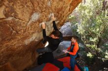 Bouldering in Hueco Tanks on 01/29/2020 with Blue Lizard Climbing and Yoga

Filename: SRM_20200129_1212400.jpg
Aperture: f/4.5
Shutter Speed: 1/250
Body: Canon EOS-1D Mark II
Lens: Canon EF 16-35mm f/2.8 L