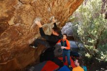 Bouldering in Hueco Tanks on 01/29/2020 with Blue Lizard Climbing and Yoga

Filename: SRM_20200129_1212430.jpg
Aperture: f/4.5
Shutter Speed: 1/250
Body: Canon EOS-1D Mark II
Lens: Canon EF 16-35mm f/2.8 L