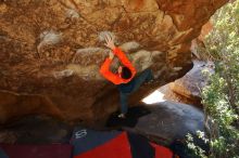 Bouldering in Hueco Tanks on 01/29/2020 with Blue Lizard Climbing and Yoga

Filename: SRM_20200129_1222370.jpg
Aperture: f/5.0
Shutter Speed: 1/250
Body: Canon EOS-1D Mark II
Lens: Canon EF 16-35mm f/2.8 L