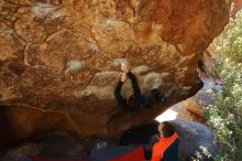 Bouldering in Hueco Tanks on 01/29/2020 with Blue Lizard Climbing and Yoga

Filename: SRM_20200129_1228130.jpg
Aperture: f/5.0
Shutter Speed: 1/250
Body: Canon EOS-1D Mark II
Lens: Canon EF 16-35mm f/2.8 L