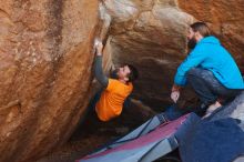 Bouldering in Hueco Tanks on 01/29/2020 with Blue Lizard Climbing and Yoga

Filename: SRM_20200129_1250000.jpg
Aperture: f/4.0
Shutter Speed: 1/250
Body: Canon EOS-1D Mark II
Lens: Canon EF 50mm f/1.8 II