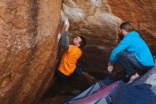 Bouldering in Hueco Tanks on 01/29/2020 with Blue Lizard Climbing and Yoga

Filename: SRM_20200129_1250010.jpg
Aperture: f/4.0
Shutter Speed: 1/250
Body: Canon EOS-1D Mark II
Lens: Canon EF 50mm f/1.8 II