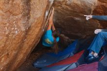 Bouldering in Hueco Tanks on 01/29/2020 with Blue Lizard Climbing and Yoga

Filename: SRM_20200129_1254270.jpg
Aperture: f/4.0
Shutter Speed: 1/250
Body: Canon EOS-1D Mark II
Lens: Canon EF 50mm f/1.8 II