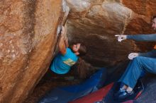 Bouldering in Hueco Tanks on 01/29/2020 with Blue Lizard Climbing and Yoga

Filename: SRM_20200129_1254290.jpg
Aperture: f/4.0
Shutter Speed: 1/250
Body: Canon EOS-1D Mark II
Lens: Canon EF 50mm f/1.8 II