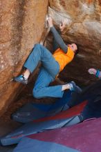 Bouldering in Hueco Tanks on 01/29/2020 with Blue Lizard Climbing and Yoga

Filename: SRM_20200129_1256050.jpg
Aperture: f/4.0
Shutter Speed: 1/250
Body: Canon EOS-1D Mark II
Lens: Canon EF 50mm f/1.8 II