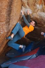 Bouldering in Hueco Tanks on 01/29/2020 with Blue Lizard Climbing and Yoga

Filename: SRM_20200129_1256060.jpg
Aperture: f/4.0
Shutter Speed: 1/250
Body: Canon EOS-1D Mark II
Lens: Canon EF 50mm f/1.8 II