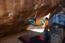 Bouldering in Hueco Tanks on 01/29/2020 with Blue Lizard Climbing and Yoga

Filename: SRM_20200129_1320340.jpg
Aperture: f/7.1
Shutter Speed: 1/250
Body: Canon EOS-1D Mark II
Lens: Canon EF 16-35mm f/2.8 L