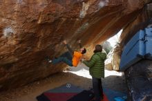 Bouldering in Hueco Tanks on 01/29/2020 with Blue Lizard Climbing and Yoga

Filename: SRM_20200129_1327050.jpg
Aperture: f/6.3
Shutter Speed: 1/250
Body: Canon EOS-1D Mark II
Lens: Canon EF 16-35mm f/2.8 L