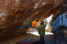 Bouldering in Hueco Tanks on 01/29/2020 with Blue Lizard Climbing and Yoga

Filename: SRM_20200129_1327051.jpg
Aperture: f/6.3
Shutter Speed: 1/250
Body: Canon EOS-1D Mark II
Lens: Canon EF 16-35mm f/2.8 L