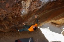 Bouldering in Hueco Tanks on 01/29/2020 with Blue Lizard Climbing and Yoga

Filename: SRM_20200129_1329280.jpg
Aperture: f/5.6
Shutter Speed: 1/250
Body: Canon EOS-1D Mark II
Lens: Canon EF 16-35mm f/2.8 L