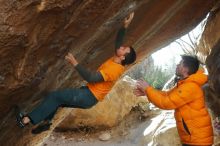 Bouldering in Hueco Tanks on 01/29/2020 with Blue Lizard Climbing and Yoga

Filename: SRM_20200129_1337410.jpg
Aperture: f/9.0
Shutter Speed: 1/250
Body: Canon EOS-1D Mark II
Lens: Canon EF 50mm f/1.8 II