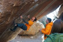 Bouldering in Hueco Tanks on 01/29/2020 with Blue Lizard Climbing and Yoga

Filename: SRM_20200129_1341070.jpg
Aperture: f/6.3
Shutter Speed: 1/250
Body: Canon EOS-1D Mark II
Lens: Canon EF 50mm f/1.8 II