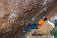 Bouldering in Hueco Tanks on 01/29/2020 with Blue Lizard Climbing and Yoga

Filename: SRM_20200129_1347420.jpg
Aperture: f/3.2
Shutter Speed: 1/400
Body: Canon EOS-1D Mark II
Lens: Canon EF 50mm f/1.8 II