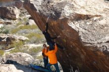 Bouldering in Hueco Tanks on 01/29/2020 with Blue Lizard Climbing and Yoga

Filename: SRM_20200129_1404421.jpg
Aperture: f/4.0
Shutter Speed: 1/500
Body: Canon EOS-1D Mark II
Lens: Canon EF 50mm f/1.8 II