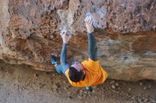 Bouldering in Hueco Tanks on 01/29/2020 with Blue Lizard Climbing and Yoga

Filename: SRM_20200129_1423270.jpg
Aperture: f/2.8
Shutter Speed: 1/250
Body: Canon EOS-1D Mark II
Lens: Canon EF 50mm f/1.8 II