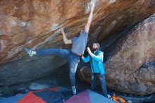 Bouldering in Hueco Tanks on 01/29/2020 with Blue Lizard Climbing and Yoga

Filename: SRM_20200129_1456270.jpg
Aperture: f/5.0
Shutter Speed: 1/320
Body: Canon EOS-1D Mark II
Lens: Canon EF 16-35mm f/2.8 L