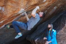 Bouldering in Hueco Tanks on 01/29/2020 with Blue Lizard Climbing and Yoga

Filename: SRM_20200129_1502310.jpg
Aperture: f/5.6
Shutter Speed: 1/320
Body: Canon EOS-1D Mark II
Lens: Canon EF 16-35mm f/2.8 L