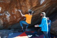 Bouldering in Hueco Tanks on 01/29/2020 with Blue Lizard Climbing and Yoga

Filename: SRM_20200129_1509040.jpg
Aperture: f/7.1
Shutter Speed: 1/320
Body: Canon EOS-1D Mark II
Lens: Canon EF 16-35mm f/2.8 L