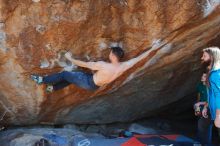 Bouldering in Hueco Tanks on 01/29/2020 with Blue Lizard Climbing and Yoga

Filename: SRM_20200129_1515060.jpg
Aperture: f/6.3
Shutter Speed: 1/320
Body: Canon EOS-1D Mark II
Lens: Canon EF 16-35mm f/2.8 L