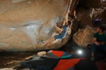 Bouldering in Hueco Tanks on 01/29/2020 with Blue Lizard Climbing and Yoga

Filename: SRM_20200129_1643440.jpg
Aperture: f/8.0
Shutter Speed: 1/250
Body: Canon EOS-1D Mark II
Lens: Canon EF 16-35mm f/2.8 L