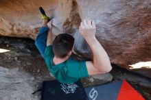 Bouldering in Hueco Tanks on 01/29/2020 with Blue Lizard Climbing and Yoga

Filename: SRM_20200129_1719090.jpg
Aperture: f/3.2
Shutter Speed: 1/400
Body: Canon EOS-1D Mark II
Lens: Canon EF 16-35mm f/2.8 L