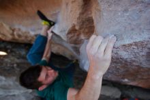 Bouldering in Hueco Tanks on 01/29/2020 with Blue Lizard Climbing and Yoga

Filename: SRM_20200129_1723121.jpg
Aperture: f/3.2
Shutter Speed: 1/400
Body: Canon EOS-1D Mark II
Lens: Canon EF 16-35mm f/2.8 L