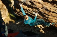 Bouldering in Hueco Tanks on 01/29/2020 with Blue Lizard Climbing and Yoga

Filename: SRM_20200129_1803181.jpg
Aperture: f/3.5
Shutter Speed: 1/500
Body: Canon EOS-1D Mark II
Lens: Canon EF 50mm f/1.8 II