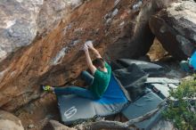 Bouldering in Hueco Tanks on 01/29/2020 with Blue Lizard Climbing and Yoga

Filename: SRM_20200129_1822120.jpg
Aperture: f/3.2
Shutter Speed: 1/200
Body: Canon EOS-1D Mark II
Lens: Canon EF 50mm f/1.8 II