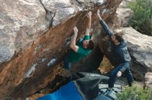 Bouldering in Hueco Tanks on 01/29/2020 with Blue Lizard Climbing and Yoga

Filename: SRM_20200129_1823020.jpg
Aperture: f/3.2
Shutter Speed: 1/200
Body: Canon EOS-1D Mark II
Lens: Canon EF 50mm f/1.8 II