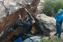 Bouldering in Hueco Tanks on 01/29/2020 with Blue Lizard Climbing and Yoga

Filename: SRM_20200129_1825110.jpg
Aperture: f/3.2
Shutter Speed: 1/200
Body: Canon EOS-1D Mark II
Lens: Canon EF 50mm f/1.8 II