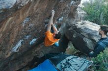 Bouldering in Hueco Tanks on 01/29/2020 with Blue Lizard Climbing and Yoga

Filename: SRM_20200129_1829541.jpg
Aperture: f/2.8
Shutter Speed: 1/250
Body: Canon EOS-1D Mark II
Lens: Canon EF 50mm f/1.8 II