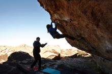 Bouldering in Hueco Tanks on 02/01/2020 with Blue Lizard Climbing and Yoga

Filename: SRM_20200201_1050420.jpg
Aperture: f/10.0
Shutter Speed: 1/250
Body: Canon EOS-1D Mark II
Lens: Canon EF 16-35mm f/2.8 L