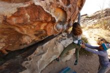 Bouldering in Hueco Tanks on 02/01/2020 with Blue Lizard Climbing and Yoga

Filename: SRM_20200201_1109530.jpg
Aperture: f/6.3
Shutter Speed: 1/250
Body: Canon EOS-1D Mark II
Lens: Canon EF 16-35mm f/2.8 L