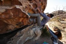 Bouldering in Hueco Tanks on 02/01/2020 with Blue Lizard Climbing and Yoga

Filename: SRM_20200201_1116470.jpg
Aperture: f/9.0
Shutter Speed: 1/250
Body: Canon EOS-1D Mark II
Lens: Canon EF 16-35mm f/2.8 L