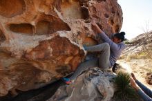 Bouldering in Hueco Tanks on 02/01/2020 with Blue Lizard Climbing and Yoga

Filename: SRM_20200201_1116530.jpg
Aperture: f/8.0
Shutter Speed: 1/250
Body: Canon EOS-1D Mark II
Lens: Canon EF 16-35mm f/2.8 L