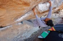 Bouldering in Hueco Tanks on 02/01/2020 with Blue Lizard Climbing and Yoga

Filename: SRM_20200201_1205060.jpg
Aperture: f/3.2
Shutter Speed: 1/320
Body: Canon EOS-1D Mark II
Lens: Canon EF 16-35mm f/2.8 L