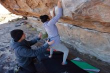 Bouldering in Hueco Tanks on 02/01/2020 with Blue Lizard Climbing and Yoga

Filename: SRM_20200201_1206530.jpg
Aperture: f/5.0
Shutter Speed: 1/250
Body: Canon EOS-1D Mark II
Lens: Canon EF 16-35mm f/2.8 L