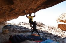 Bouldering in Hueco Tanks on 02/01/2020 with Blue Lizard Climbing and Yoga

Filename: SRM_20200201_1229310.jpg
Aperture: f/6.3
Shutter Speed: 1/250
Body: Canon EOS-1D Mark II
Lens: Canon EF 16-35mm f/2.8 L