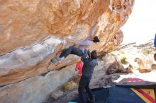 Bouldering in Hueco Tanks on 02/01/2020 with Blue Lizard Climbing and Yoga

Filename: SRM_20200201_1240580.jpg
Aperture: f/4.5
Shutter Speed: 1/250
Body: Canon EOS-1D Mark II
Lens: Canon EF 16-35mm f/2.8 L