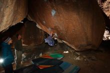 Bouldering in Hueco Tanks on 02/01/2020 with Blue Lizard Climbing and Yoga

Filename: SRM_20200201_1351580.jpg
Aperture: f/8.0
Shutter Speed: 1/250
Body: Canon EOS-1D Mark II
Lens: Canon EF 16-35mm f/2.8 L