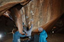 Bouldering in Hueco Tanks on 02/01/2020 with Blue Lizard Climbing and Yoga

Filename: SRM_20200201_1509170.jpg
Aperture: f/8.0
Shutter Speed: 1/250
Body: Canon EOS-1D Mark II
Lens: Canon EF 16-35mm f/2.8 L