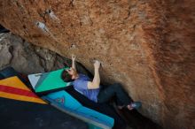 Bouldering in Hueco Tanks on 02/01/2020 with Blue Lizard Climbing and Yoga

Filename: SRM_20200201_1828121.jpg
Aperture: f/3.2
Shutter Speed: 1/250
Body: Canon EOS-1D Mark II
Lens: Canon EF 16-35mm f/2.8 L