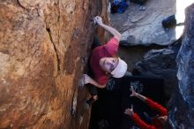 Bouldering in Hueco Tanks on 02/08/2020 with Blue Lizard Climbing and Yoga

Filename: SRM_20200208_1134100.jpg
Aperture: f/5.6
Shutter Speed: 1/250
Body: Canon EOS-1D Mark II
Lens: Canon EF 16-35mm f/2.8 L