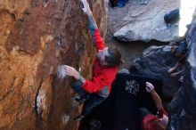 Bouldering in Hueco Tanks on 02/08/2020 with Blue Lizard Climbing and Yoga

Filename: SRM_20200208_1135340.jpg
Aperture: f/5.0
Shutter Speed: 1/250
Body: Canon EOS-1D Mark II
Lens: Canon EF 16-35mm f/2.8 L