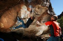 Bouldering in Hueco Tanks on 02/08/2020 with Blue Lizard Climbing and Yoga

Filename: SRM_20200208_1203270.jpg
Aperture: f/8.0
Shutter Speed: 1/250
Body: Canon EOS-1D Mark II
Lens: Canon EF 16-35mm f/2.8 L